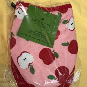 kate spade Pink and Red Apple Print Oven Mitts